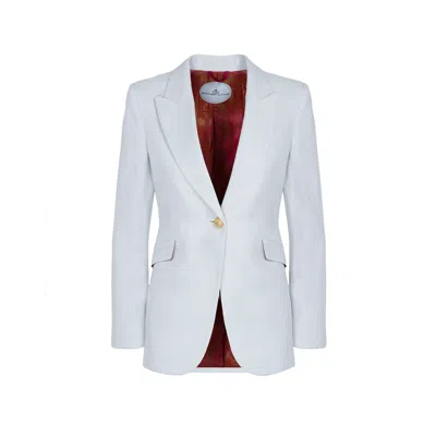 The Extreme Collection Women's White Payton Metallic Linen Blazer