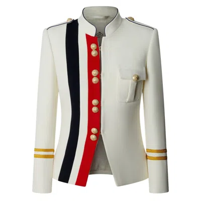 The Extreme Collection Women's White / Red / Blue Claudia London White Military Tailored Jacket - Limited Edition In Multi