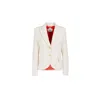 The Extreme Collection Women's White Refined Cream Textured Blazer With Gold Buttons And Tailored Fit Anais In White