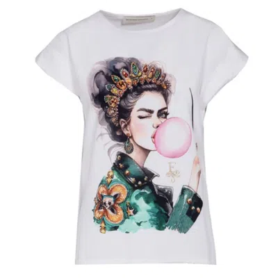 The Extreme Collection Women's White Short Sleeve T-shirt Printed Pink Balloon