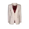 The Extreme Collection Women's White Single Breasted With Golden Button Ecru Crepe Blazer Maureen In White