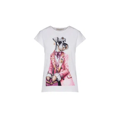 The Extreme Collection Women's White T-shirt With Dropped Sleeves Schnauzer