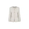 The Extreme Collection Women's White Tweed Cotton Blend Short Jacket With Trimmings Francesca In White