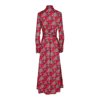 The Extreme Collection Women's Yellow / Orange Cornelia Liberty London Orange Printed Shirt Dress With Tie Belt