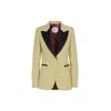 The Extreme Collection Women's Yellow / Orange Single Breasted Yellow Plaid Cotton Blend Blazer With Velvet Flaps Fiona In Multi