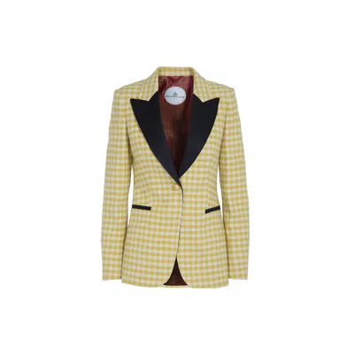 The Extreme Collection Women's Yellow / Orange Fiona Yellow Gingham Check Blazer
