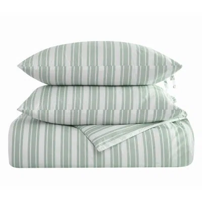 The Farmhouse By Rachel Ashwell Wide Ticking Stripe Comforter Set In White,green