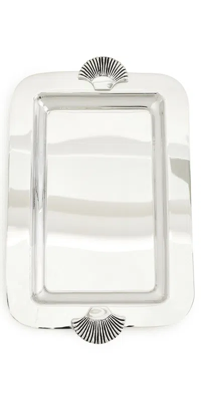 The Favorites Cap Ferrat Fan Shell Design Serving Tray Polished Nickel