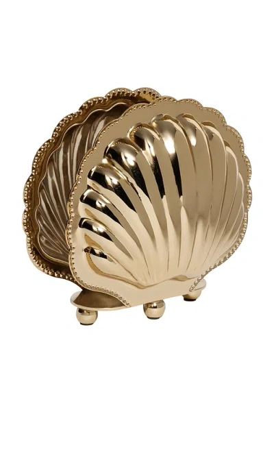 The Favorites Cap Ferrat Fan Shell Napkin Holder In Gold
