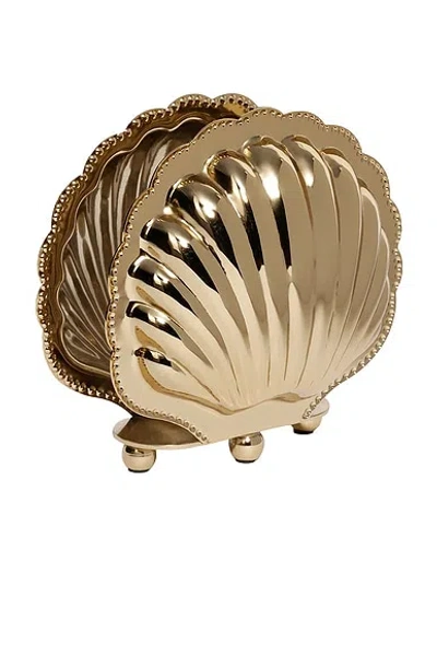 The Favorites Cap Ferrat Shell Lidded Bowl With Spoon In Gold