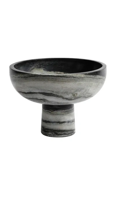 The Favorites Footed Bowl Black Panda Marble In Multi