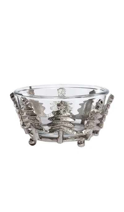 The Favorites Foret D'hiver Glass & Metal Bowl In Silver