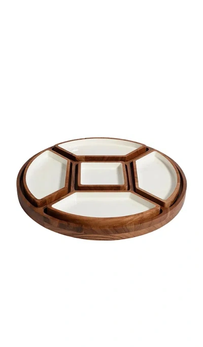 The Favorites Lazy Susan With 5 Condiment Sections In Brown
