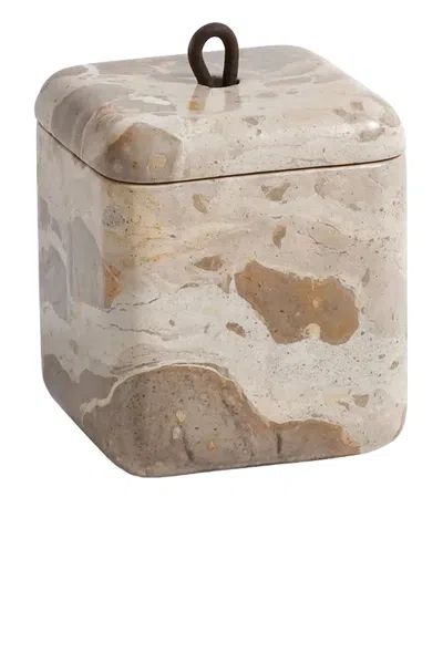 The Favorites Marble Lidded Vanity Jar In Crema Fossil