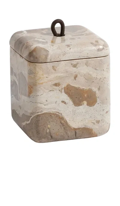 The Favorites Marble Lidded Vanity Jar In Crema Fossil