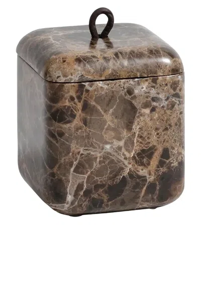The Favorites Marble Lidded Vanity Jar In Marr?n Emperador