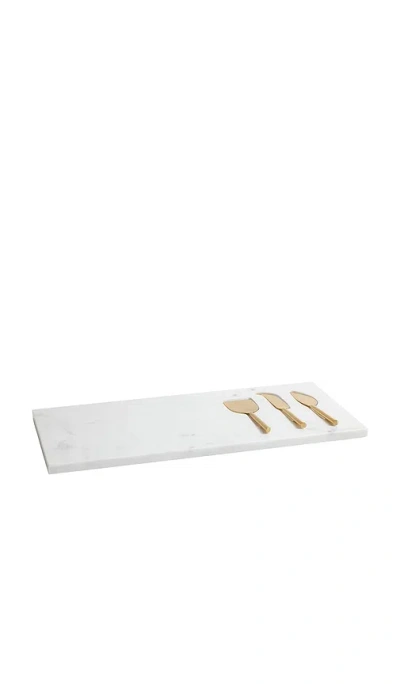 The Favorites Marble Tray With Set Of 3 Cheese Tools In White