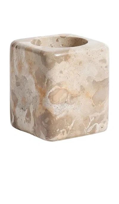 The Favorites Marble Vanity Jar In Crema Fossil