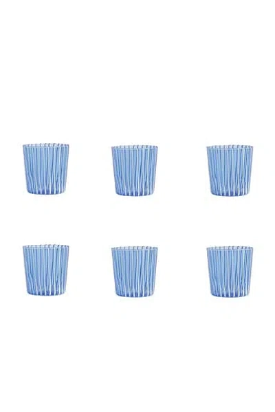 The Favorites Marina White Stripe Glass Tumbler Set Of 6 In Blue