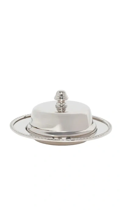 The Favorites Parisian Butter Dish With Cover And Glass Nickel In White