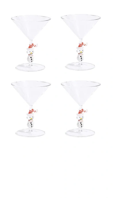 The Favorites Snowman Sips Martini Glasses Set Of 4 In White