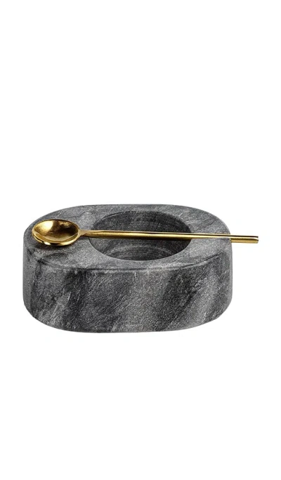The Favorites Tuscan Marble Salt And Pepper Bowl With Gold Spoon In Multi