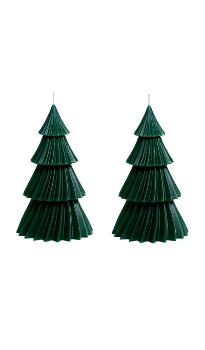 The Favorites Twinkle Tree Candle Set Of 2 In Green