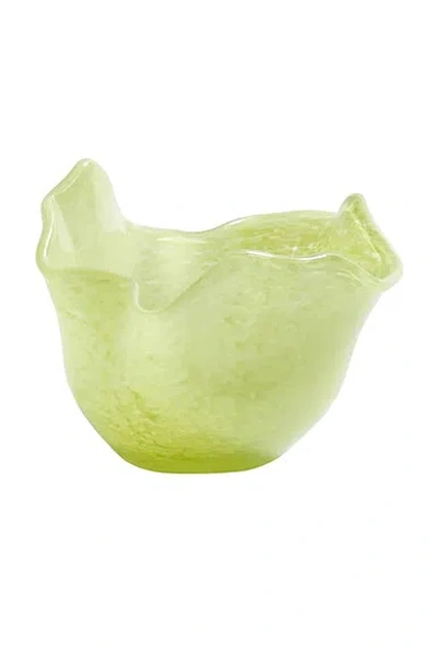 The Favorites Wavy Bowl Glass Tealight Holder In Green