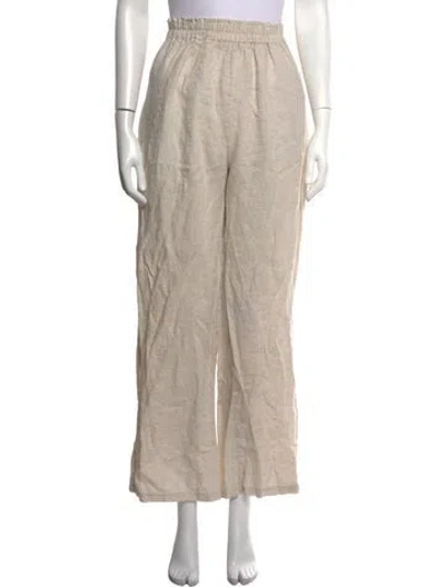 Pre-owned The Femm Linen Wide Leg Pants In Neutrals