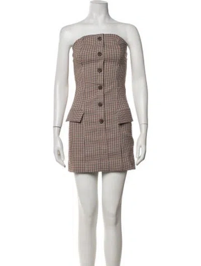 Pre-owned The Femm Plaid Print Mini Dress In Multicolor