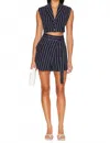 The Femm Sarrie Mini Skort In Blue Stripe In Multi