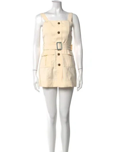Pre-owned The Femm Square Neckline Mini Dress In Neutral