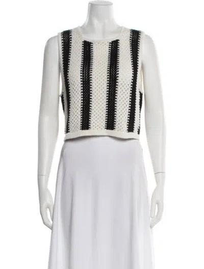 Pre-owned The Femm Striped Crew Neck Crop Top In White