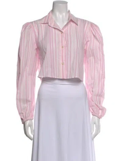 Pre-owned The Femm Striped Long Sleeve Blouse In Pink