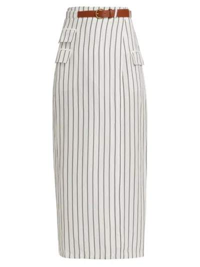 The Femm Women's Casey Striped Maxi Skirt In White Black Stripe