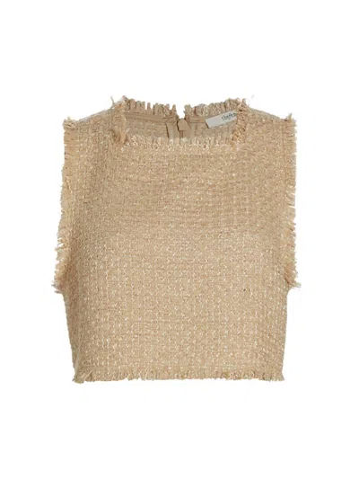 The Femm Women's Tyla Tweed Crop Top In Beige