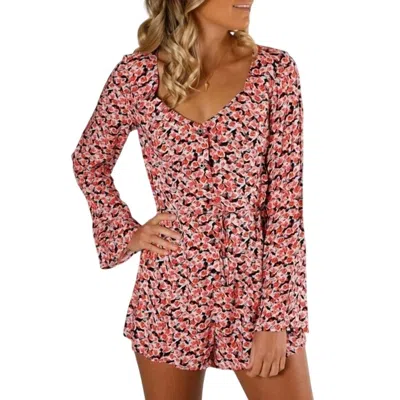The Fifth Label Fresco Playsuit In Black Rosette In Multi