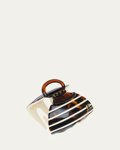 The Finest Accessories Stripe Large Octo Claw Clip In Brown
