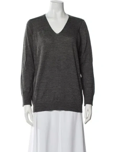 Pre-owned The Fisher Project Alpaca V-neck Sweater In Gray