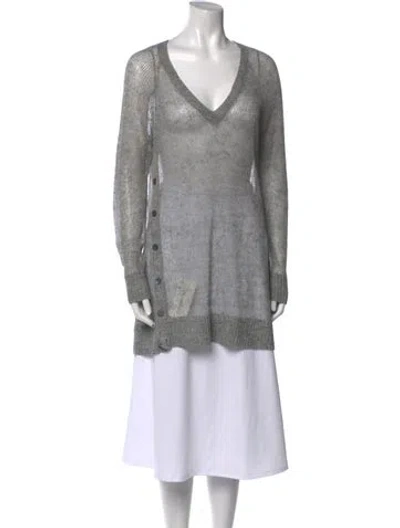 Pre-owned The Fisher Project Linen Cowl Neck Sweater In Gray