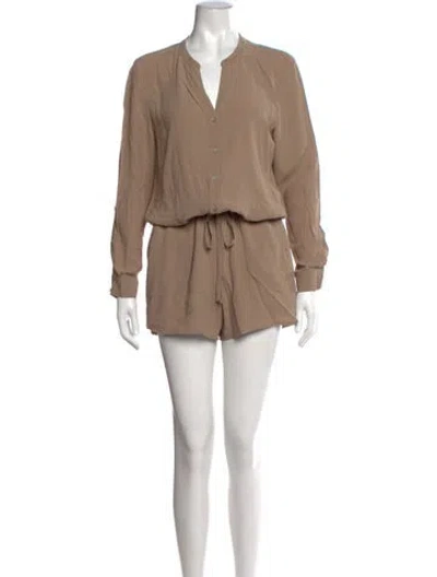Pre-owned The Fisher Project Silk V-neck Romper In Neutrals