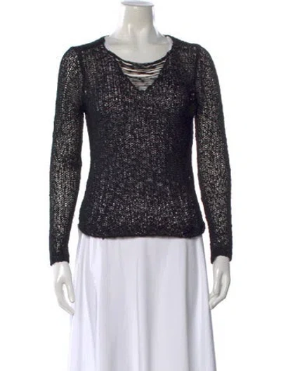 Pre-owned The Fisher Project V-neck Long Sleeve Top In Black