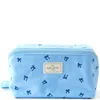 The Flat Lay Co. . Flat Lay Makeup Box Bag - Ditsy Bows Blue Embroidered Velvet
