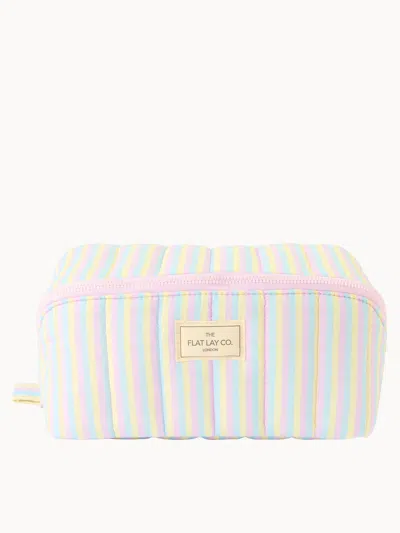 The Flat Lay Co. Marshmallow Flat Lay Makeup Box Bag - Sorbet Stripes Lookfantastic Exclusive