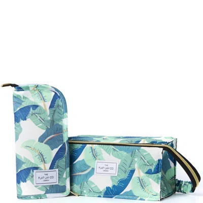 The Flat Lay Co. X Lookfantastic Makeup Bag Duo In Tropical Leaves In White