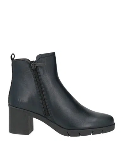 The Flexx Woman Ankle Boots Midnight Blue Size 6 Leather In Animal Print