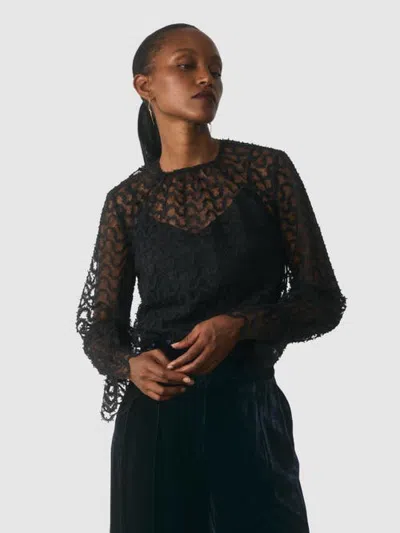 The Fold Aliano Round Neck Blouse In Black
