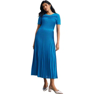 The Fold Allegra Stretch Knit Pleated Midi Dress In Black