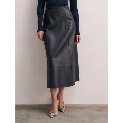 The Fold Andalo Leather Skirt In Blue