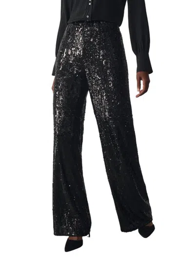 The Fold Arezzo Sequin High Waisted Trousers In Black
